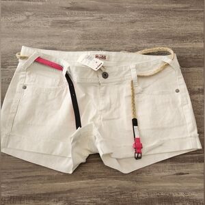 NWT Mudd White Shorts with Belt